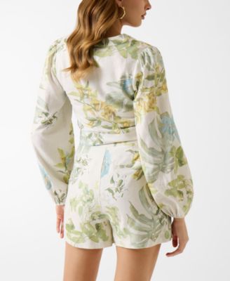 Women's Shirley Long-Sleeve V-Neck Linen Top