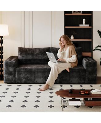 71" 3-Seater Corduroy Sofa, Deep Seat Loveseat, No Assembly