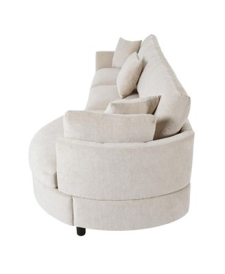 105" Chenille 3-Piece Sectional Sofa w/ Curved Chaise & 3 Pillows