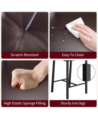 Bar Stools Set of 2, 25" Counter Height PU Leather Barstools with Backrest & Footrest