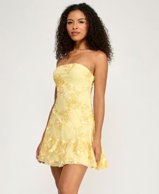Juniors' Asymmetrical Strapless Dress