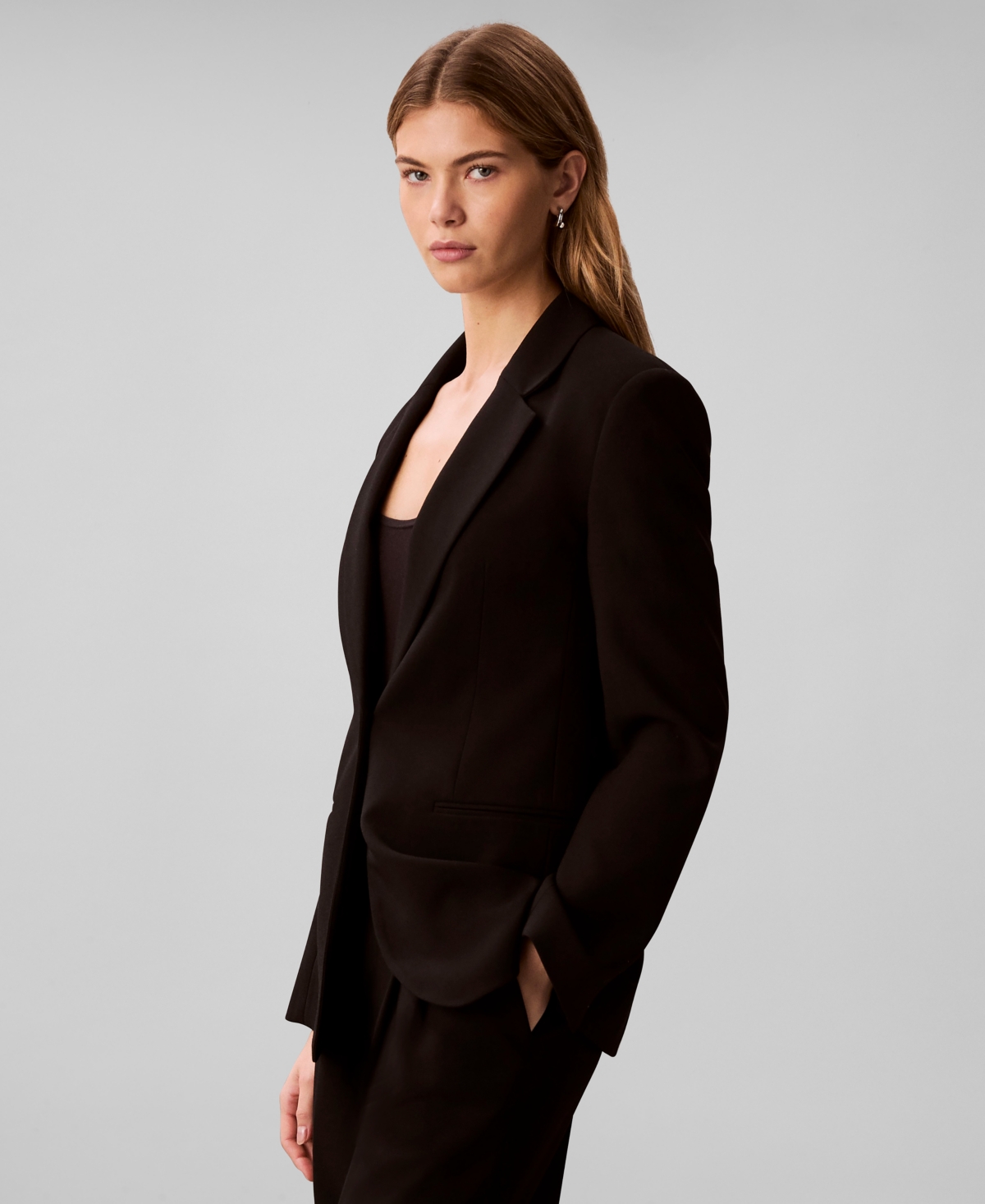 Calvin Klein Women's Notch Lapel Cinched Blazer
