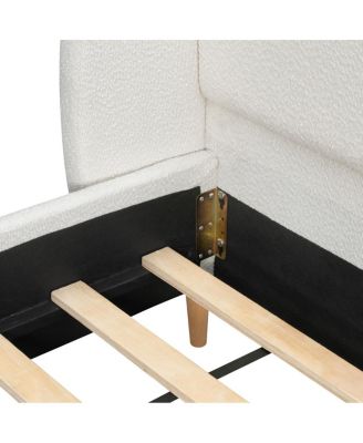 California King Boucle Upholstered Bed Frame