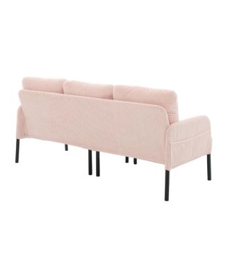 Oversized Corduroy Loveseat Sofa with Metal Legs & Side Pockets