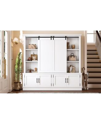 Multifunctional entryway cabinet with sliding rails and tree design