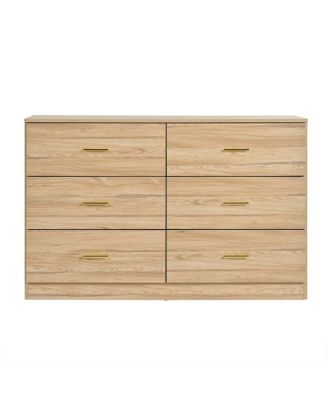 Modern 6-Drawer Dresser - Wide Chest of Drawers for Bedroom