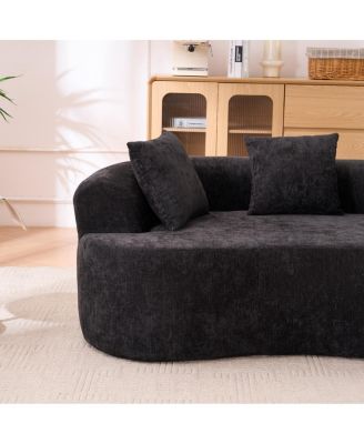 Crescent-shaped, modern self-inflating two-seater sofa with deep cushions