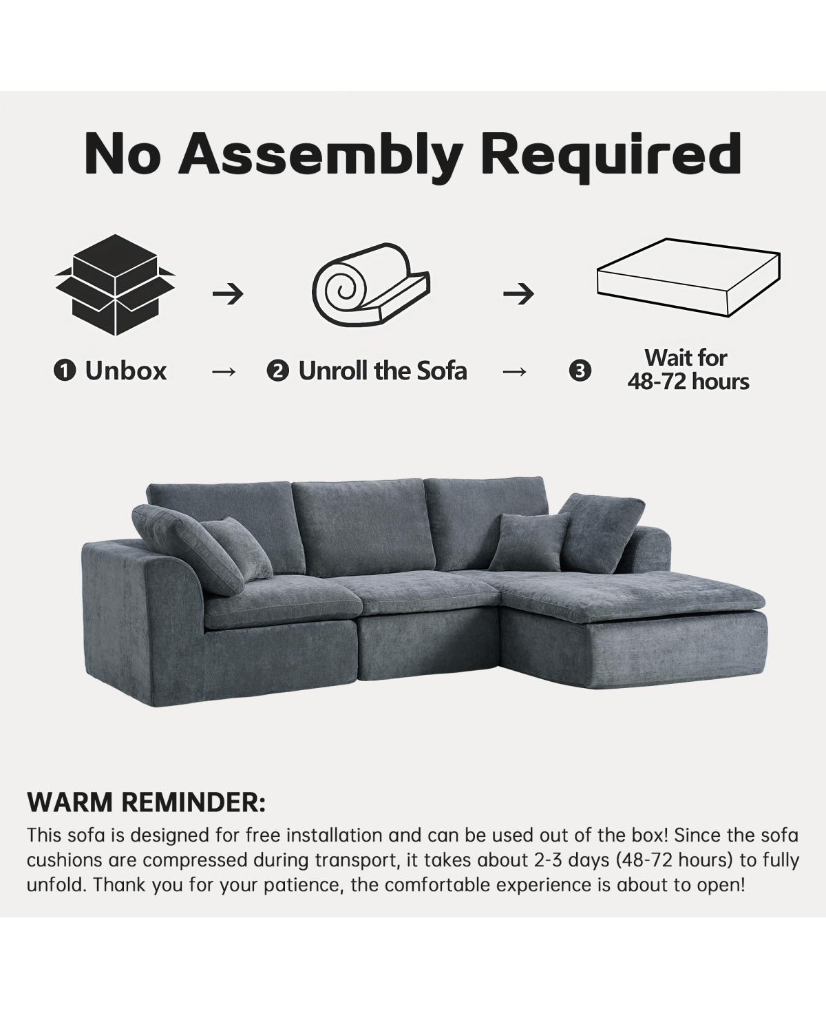 Streamdale Furniture Modern L-Shaped Sectional Sofa with Chaise Lounge, Corduroy Couch