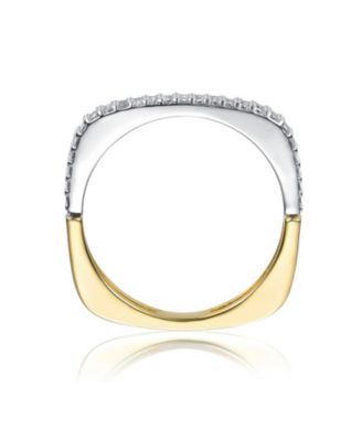 Timeless Clear CZ Chic Geometric Band Ring in Two-Toned Gold Plated