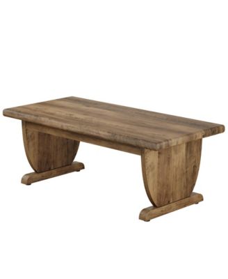 Rectangle Coffee Table, 48-Inch Large Wooden Low Coffee Tables, Rustic Farmhouse Center Tea Table