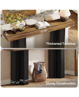 63-Inch Console Table for Entryway, Farmhouse Entryway Table with Sturdy Legs, Narrow Long Sofa Console Behind Couch