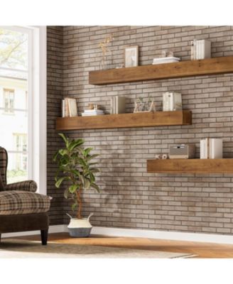 74.8" Fireplace Mantel Shelf, Wall Mounted Floating Shelves for Wall, Wood Mantel Floating Shelf Storage Display Shelves