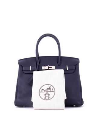 Birkin 30 Handbag Verso Clemence with Palladium Hardware