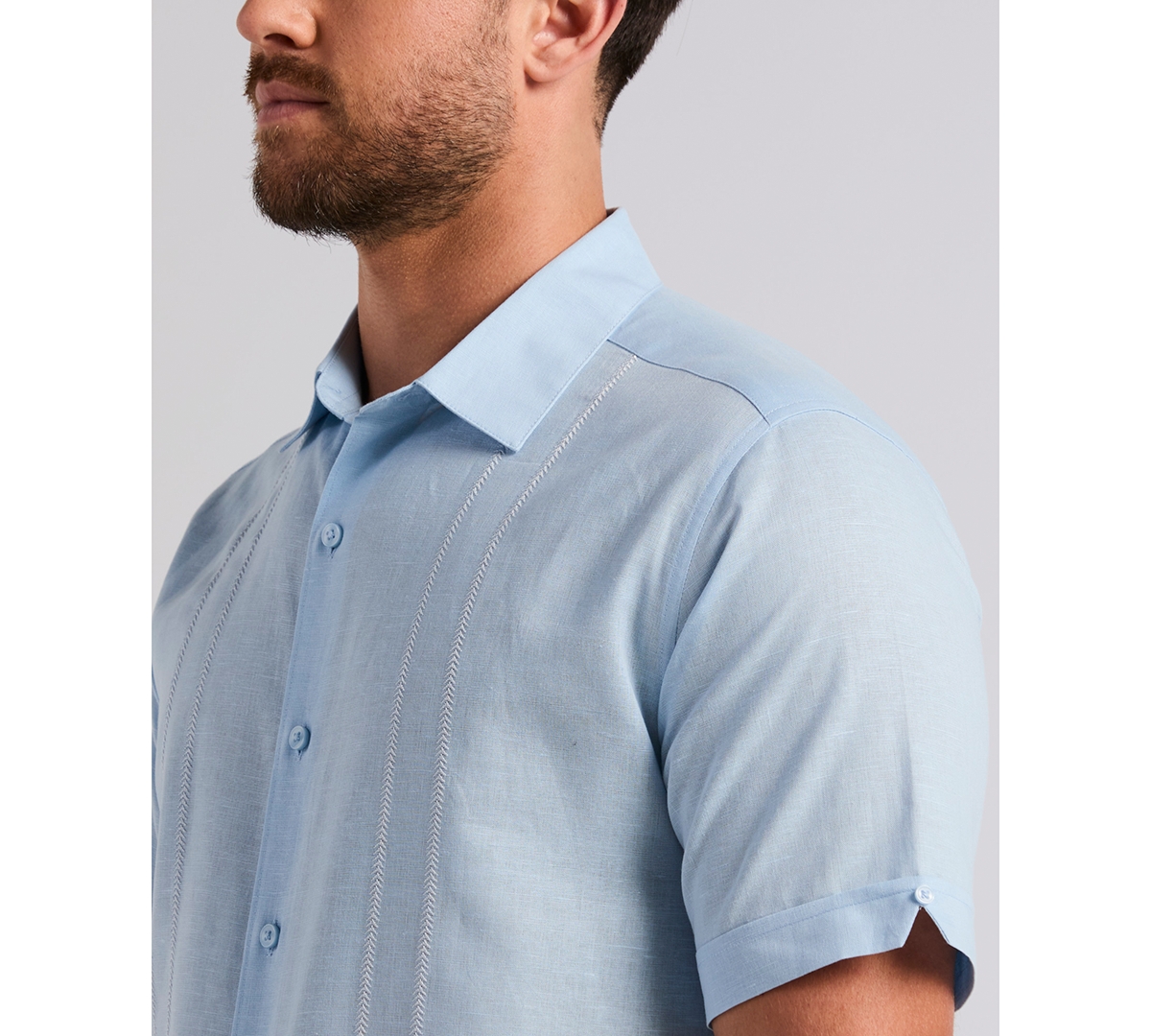 Cubavera Men's Short Sleeve Panel Button-Front Linen Camp Shirt