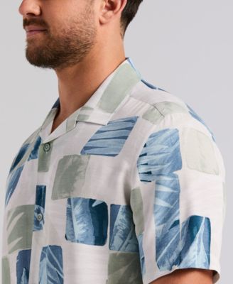 Men's Water Color Tropical Geometric Short-Sleeve Shirt