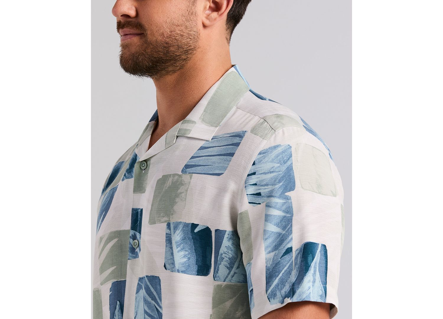 Men's Water Color Tropical Geometric Short-Sleeve Shirt