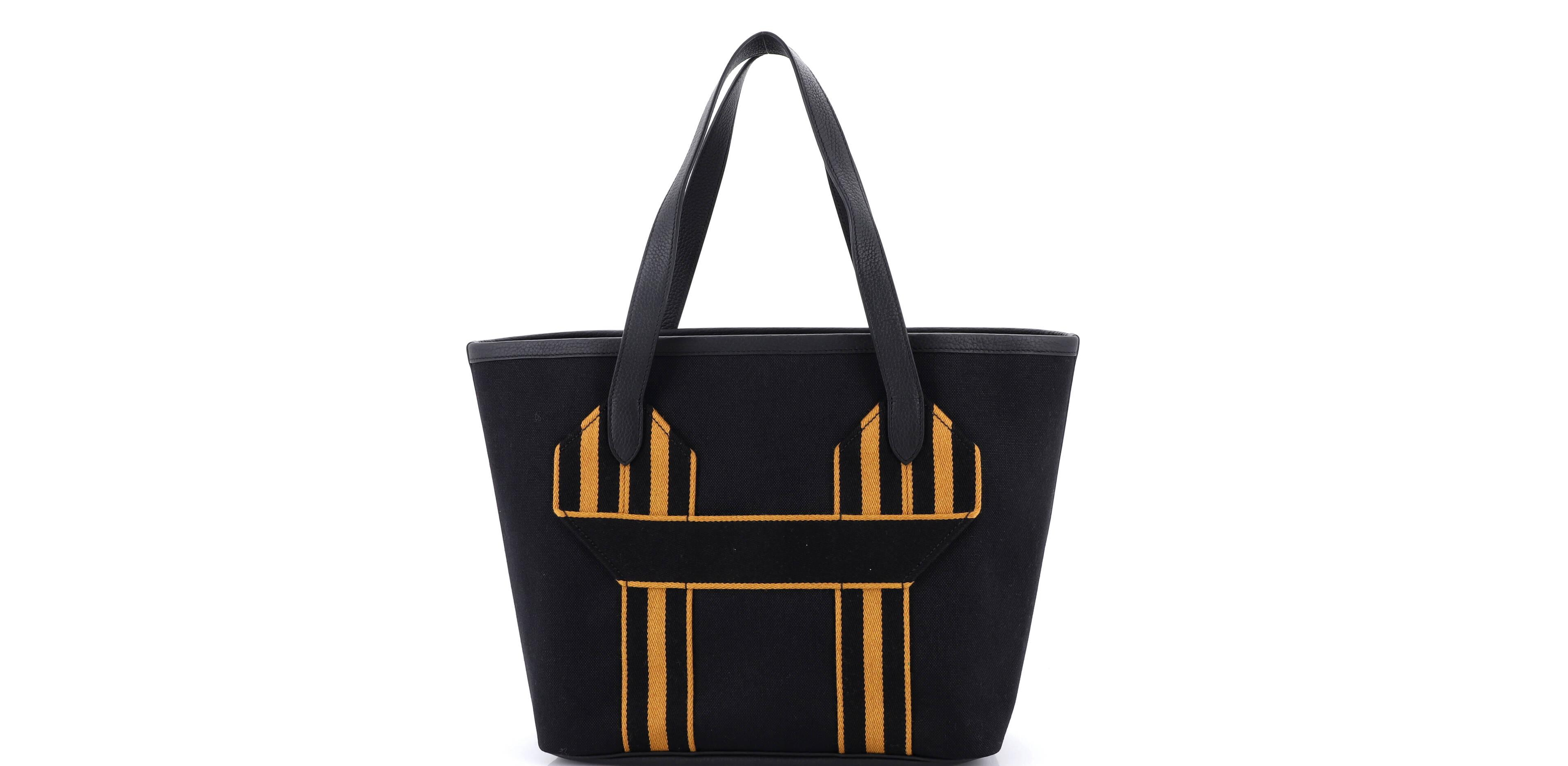 Pre-Owned HERMES Pursangle Tote Canvas with Leather