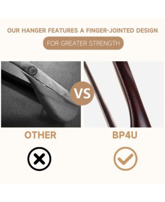 Wooden Suit Hangers with Pants Bar for Women's Clothes, 16-Inch Wide Shoulder Solid Wood Coat Hangers for Jackets, Shirts, Trousers