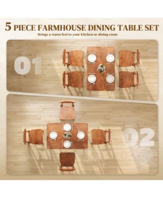 5-Piece Solid Wood Dining Table Set Kitchen Table and Chairs