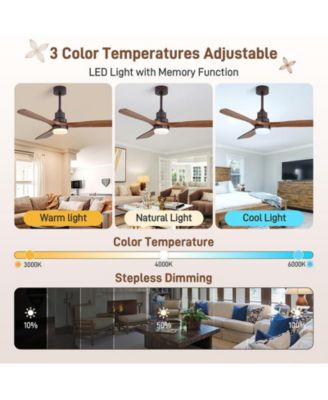52-inch Modern Brown 3-Blade Ceiling Fan with Remote Control and Light Kit