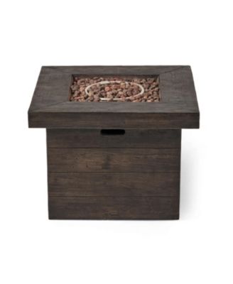 32 Inch Square MGO Fire Pit Brown Wood Pattern 40000 BTU Outdoor Propane Fire Table