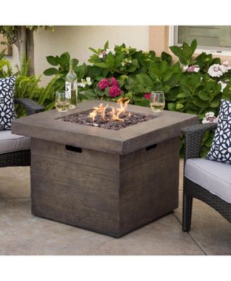 32 Inch Square MGO Fire Pit Brown Wood Pattern 40000 BTU Outdoor Propane Fire Table