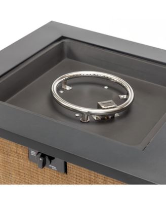 28 Inch Propane Gas Fire Pit Table 50000 BTU Square Steel Brown Industrial Natural Style for Outdoor Patio Garden