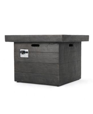 32 Inch Square MGO Fire Pit Grey Wood Pattern 40000 BTU Outdoor Propane Fire Table