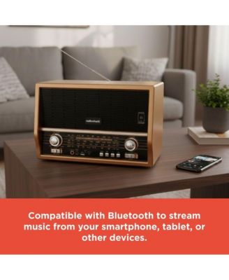 Retro AM/FM/SW Vintage and Classic Radio Antique Style, Bluetooth, USB/microSD, Rechargeable Battery – 4001800