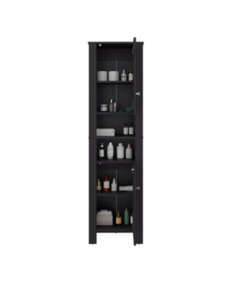 Navassa Bathroom Cabinet, 2 Doors, 6 Shelves, Black Wengue