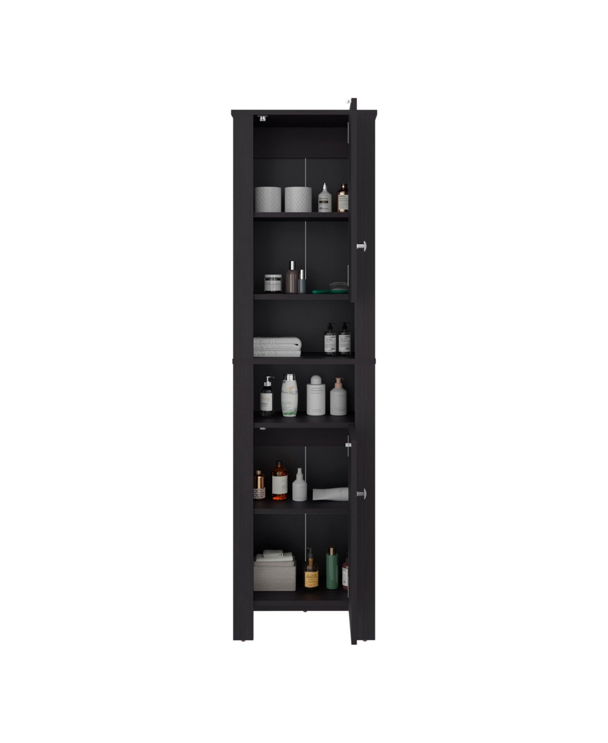 Depot E-shop Navassa Bathroom Cabinet, 2 Doors, 6 Shelves, Black Wengue