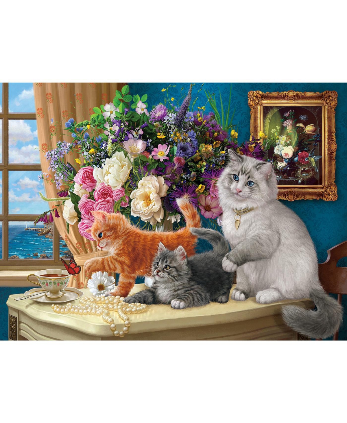 Kittens with flowers 1000 piece Jigsaw Puzzle for Adults