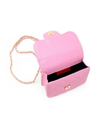 Girls Tiny Quilted Ballet Charm Handbag, Pink