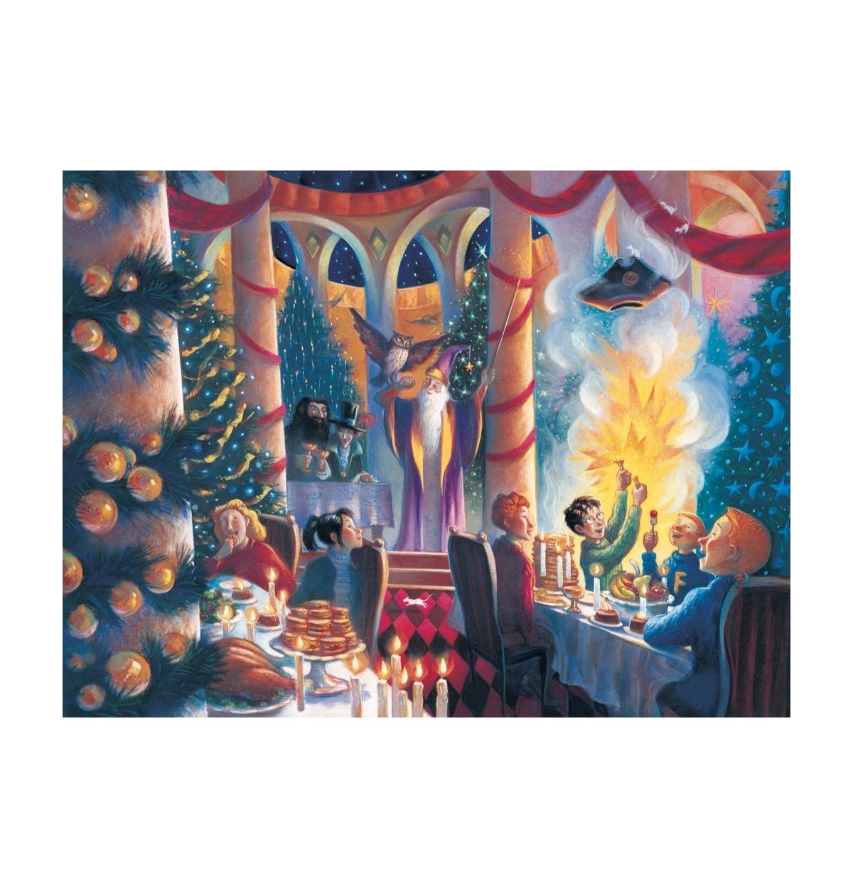 New York Puzzle Company Christmas at Hogwarts 500 500 Piece Puzzle