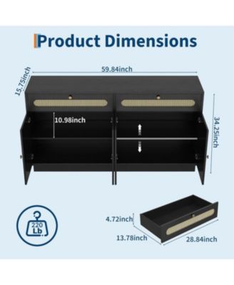 Buffet Cabinet with Storage, 4-Door 2-Drawer Sideboard, Dining Room Sideboard Buffet