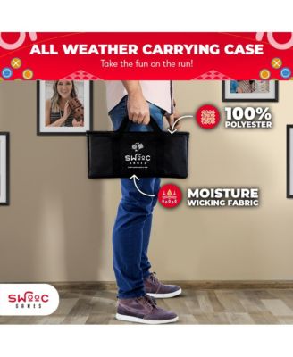 2-in-1 Vintage Giant Checkers & Tic Tac Toe Game W/ Mat - 100% Machine-Washable Canvas With Big Foam Discs - Giant Games