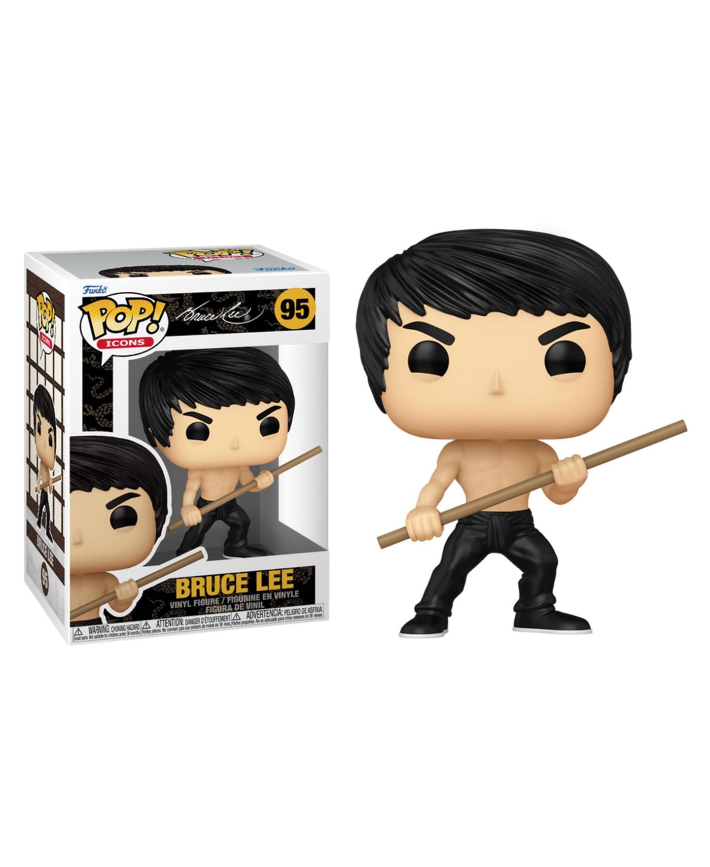 Детская фигурка Funko Pop! Icons Bruce Lee with Staff 3.75" Vinyl Figure, Ages 3+ — фото 1