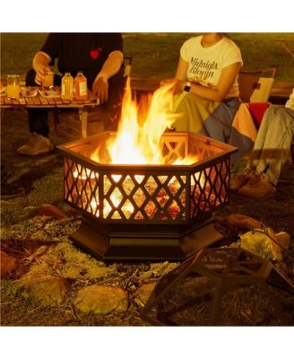 24in Heavy Duty Fire Pit for Outdoor Patio Backyard