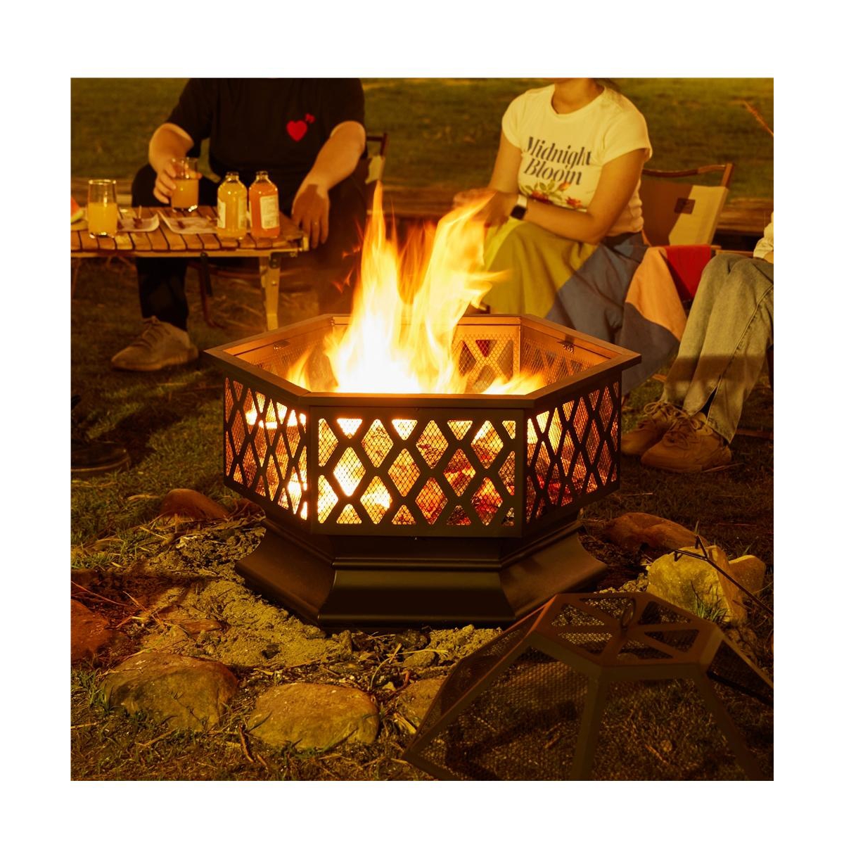 Yaheetech 24in Heavy Duty Fire Pit for Outdoor Patio Backyard