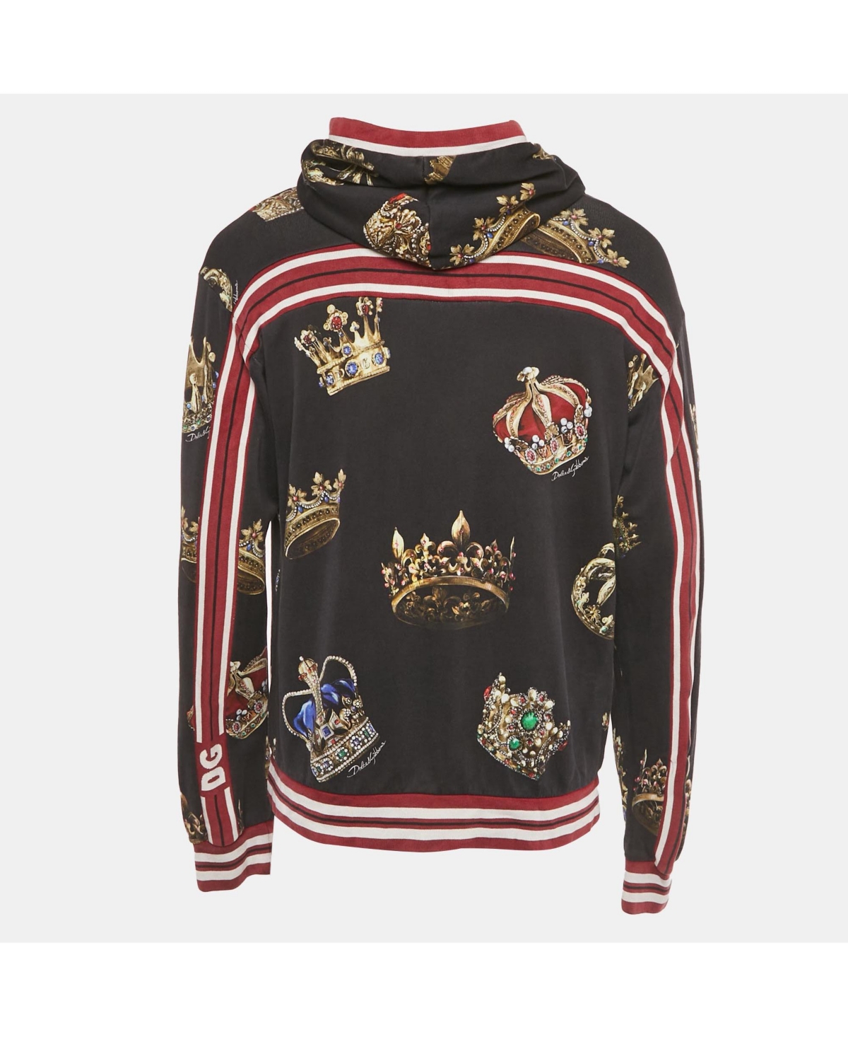 Pre-Owned Dolce & Gabbana Men's Black Crown Print Cotton Hoodie