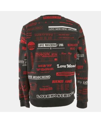 Men's Black Printed Cotton Knit Sweatshirt