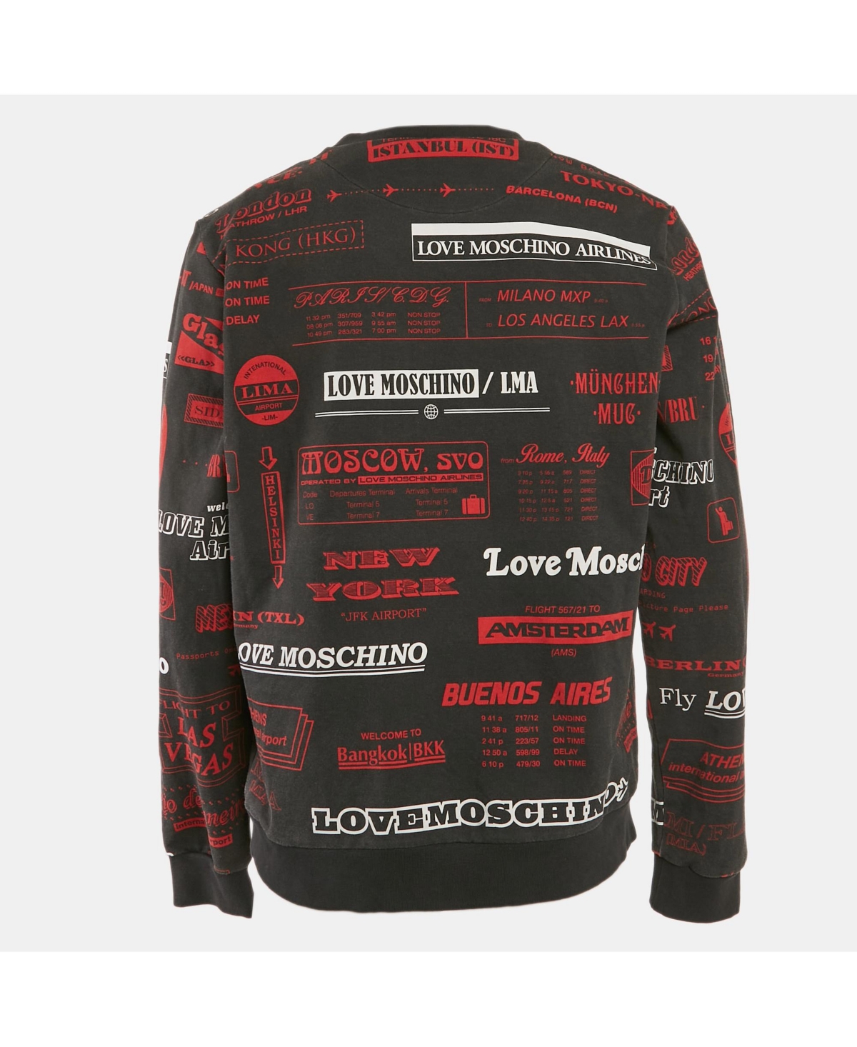 Pre-Owned Love Moschino Men's Black Printed Cotton Knit Sweatshirt