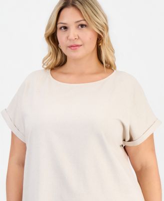 Plus Size Short-Sleeve Side-Button Dress