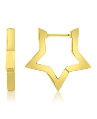 Waterproof Yellow 20mm Rounded Star Hoop Earrings