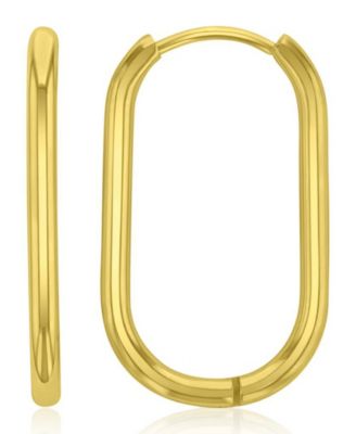 Waterproof Yellow 25mm Oval Hoop Earrings