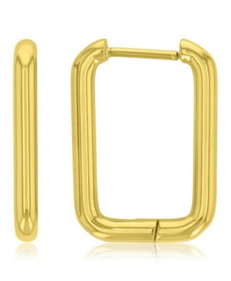 Waterproof Yellow 21mm Tube Rectangle Hoop Earrings