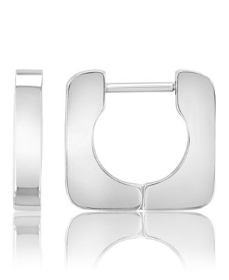 Roxy Waterproof Yellow 14mm Hollow Rounded Circle Square Huggie Earrings - Platinum 83$