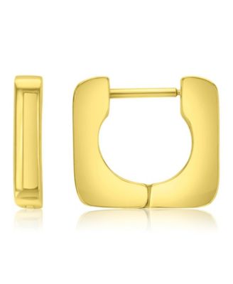 Waterproof Yellow 14mm Hollow Rounded Circle Square Huggie Earrings