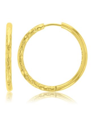Waterproof Yellow 30mm Half Textured Hoop Earrings