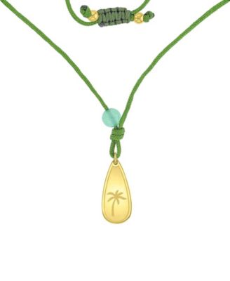 Waterproof Yellow Palm Tree Green Aventurine Adjustable Necklace